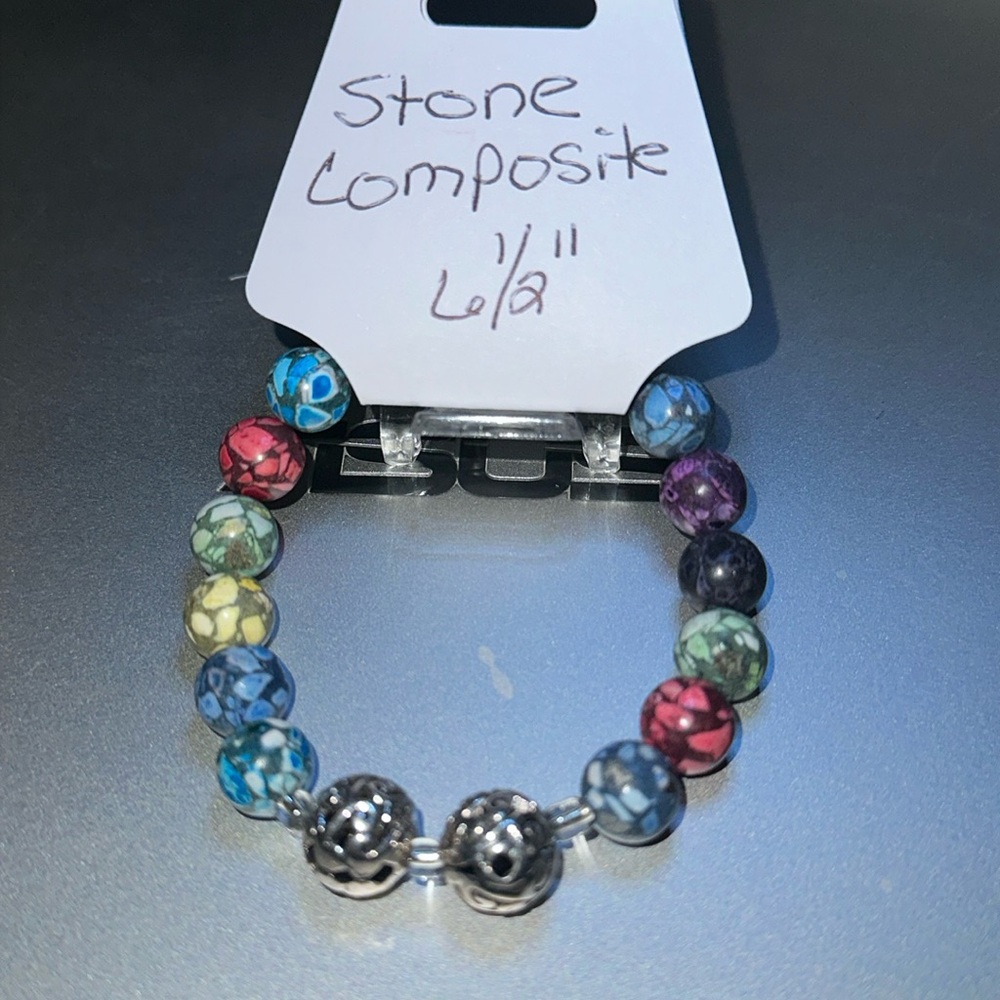 Fun Hand Crafted Stone Composite Stretch Bracelet